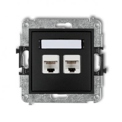 KARLIK MINI Gniazdo podwójne komputerowe 2xRJ45, kat. 5e, 8-stykowy czarny mat 12MGK-2 (12MGK-2)