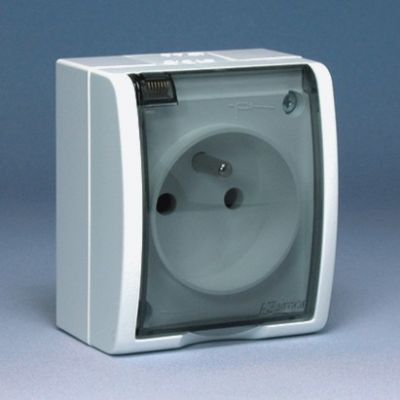 Simon Aquarius Gniazdo wtyczkowe z uziemieniem bryzgoszczelne IP54 klapka transparentna 16A 250V zaciski śrubowe biały AQGZ1/11A AQGZ1/11a KONTAKT (AQGZ1/11a)