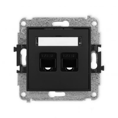 KARLIK MINI Gniazdo podwójne komputerowe 2xRJ45, kat. 5e, 8-stykowy czarny mat 12MGK-2 (12MGK-2)