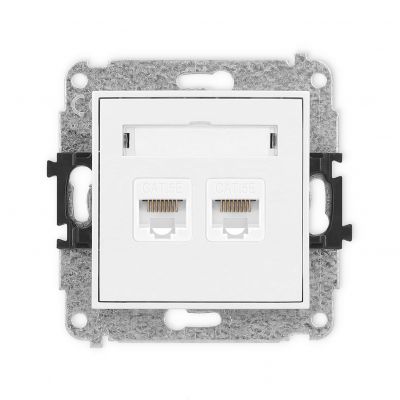 KARLIK MINI Gniazdo podwójne komputerowe 2xRJ45, kat. 5e, 8-stykowy biały mat 25MGK-2 (25MGK-2)