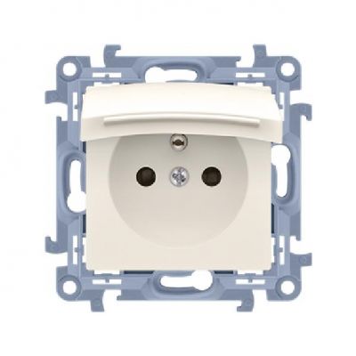 Simon 10 Gniazdo wtyczkowe z uziemieniem do wersji IP44 z uszczelką – klapka w kolorze pokrywy 16A 250V szybkozłączka krem CGZ1BC.01/41 KONTAKT (CGZ1BC.01/41)