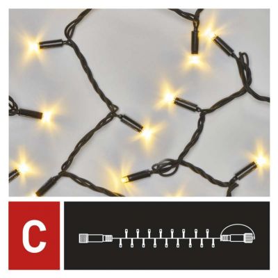 Lampki choinkowe łączone Profi łańcuch 50LED 5m ciepła biel IP44 timer EMOS (D2AW01)