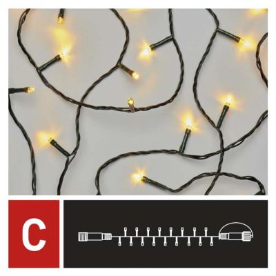 Lampki świąteczne łączone Standard łańcuch 100LED 10m ciepła biel IP44 timer EMOS (D1AW03)