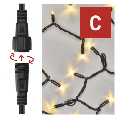 Lampki choinkowe łączone Profi łańcuch 50LED 5m ciepła biel IP44 timer EMOS (D2AW01)