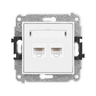 KARLIK MINI Gniazdo podwójne komputerowe 2xRJ45, kat. 5e, 8-stykowy biały mat 25MGK-2 (25MGK-2)