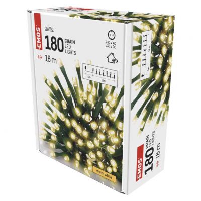 Lampki choinkowe Classic 240LED 24m ciepła biel IP44 timer EMOS (D4AW05)