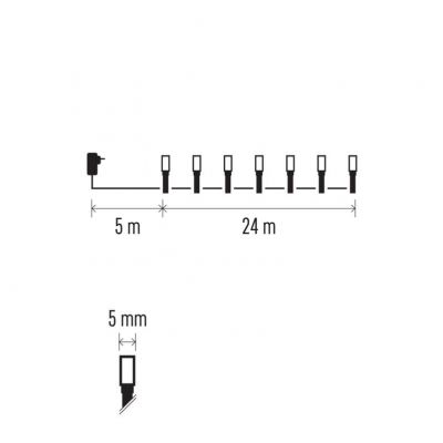 Lampki choinkowe Classic 240LED 24m ciepła biel IP44 timer EMOS (D4AW05)