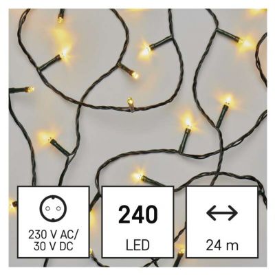 Lampki choinkowe Classic 240LED 24m ciepła biel IP44 timer EMOS (D4AW05)