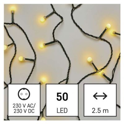 Lampki choinkowe kulki 50 LED 2,5m ciepła biel IP20 EMOS (D5GW01)