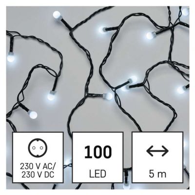 Lampki choinkowe kulki 100LED 5m zimna biel IP20 EMOS (D5GC02)