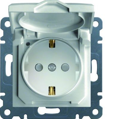 lumina Gniazdo SCHUKO z pokrywą i przesłoną styków biały WL1160 HAGER (WL1160)