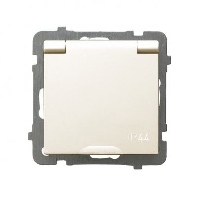 AS Gniazdo bryzgoszczelne z uziemieniem IP44 klapka w kolorze wyrobu kolor ecru GPH-1GZ/m/27/w OSPEL (GPH-1GZ/m/27/w)