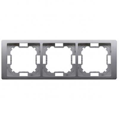 Simon Basic Neos Ramka 3-krotna NEOS – uniwersalna poziom i pion stal inox BMRC3/21 KONTAKT (BMRC3/21)