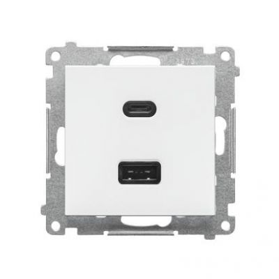 Simon 55 Ładowarka USB typ A+C Biały mat TEC2CA.01/111 KONTAKT (TEC2CA.01/111)
