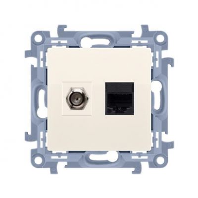 Simon 10 Gniazdo antenowe typu &quot;F&quot; + RJ45 kat.5e krem CASFRJ455.01/41 KONTAKT (CASFRJ455.01/41)