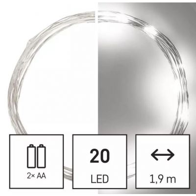 Lampki świąteczne łezki 20 LED 1,9m zimna biel IP20 timer EMOS (D3AC07)