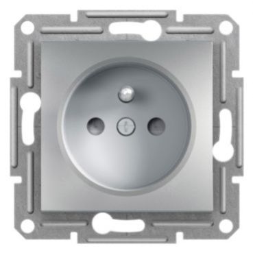 Asfora gniazdo pojedyncze z uziemieniem z przesłonami bez ramki aluminiowy EPH2800261 SCHNEIDER (EPH2800261)