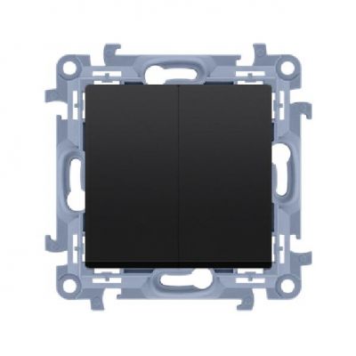 Simon 10 Łącznik schodowy podwójny z podświetleniem LED bez piktogramu 10A 250V zaciski śrubowe czarny CW6/2L.01/X/49 KONTAKT (CW6/2L.01/X/49)