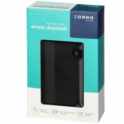 Dzwonek do drzwi przewodowy 230V 2-tonowy DING-DONG czarny 80dB ORNO (OR-DP-MR-176/B)