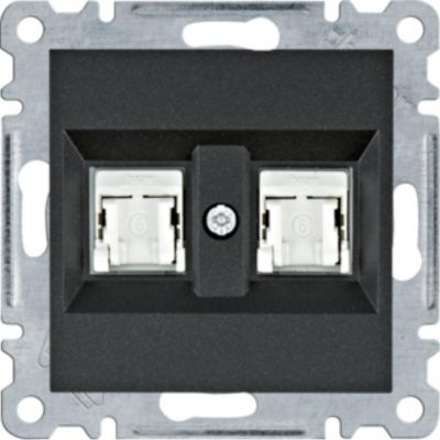 lumina Gniazdo komputerowe podwójne RJ45 kat.6 UTP czarny WL2163 HAGER (WL2163)