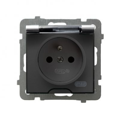 AS Gniazdo bryzgoszczelne z uziemieniem IP44 klapka przezroczysta kolor srebro GPH-1GZ/m/18/d OSPEL (GPH-1GZ/m/18/d)