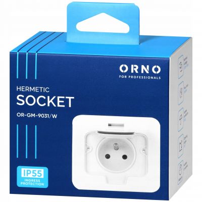 Hermetyczne gniazdo elektryczne prostokątne IP55 1x2P+Z(French) białe ORNO (OR-GM-9031/W)