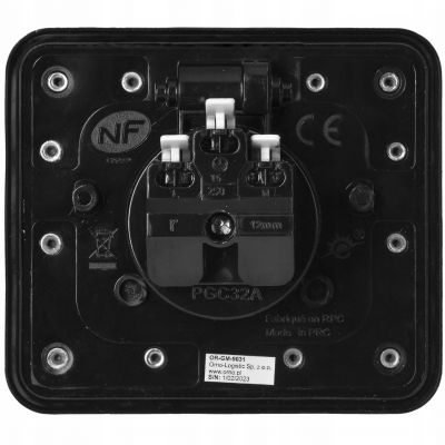 Hermetyczne gniazdo elektryczne prostokątne IP55 kąt otwarcia 110st. czarne ORNO (OR-GM-9031/B)