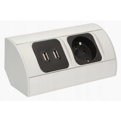 Gniazdo meblowe 1x2P+Z, 2xUSB (typ A, 2,1A) OR-AE-1310 ORNO (OR-AE-1310)