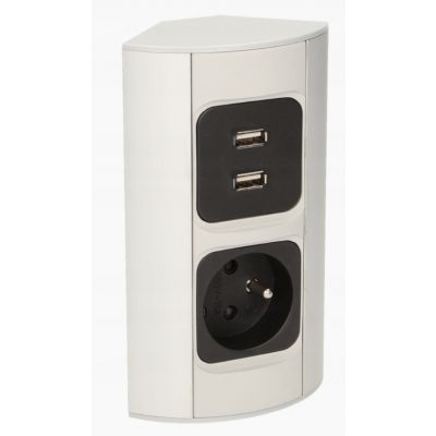 Gniazdo meblowe 1x2P+Z, 2xUSB (typ A, 2,1A) OR-AE-1310 ORNO (OR-AE-1310)