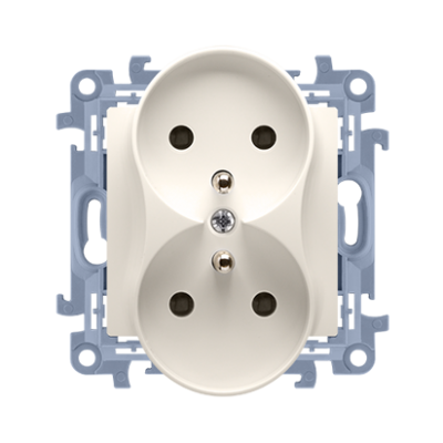 Simon 10 Gniazdo wtyczkowe z uziemieniem podwójne 16A 250V zaciski śrubowe krem CGZ2M.01/41 KONTAKT (CGZ2M.01/41)