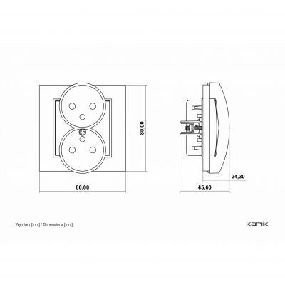 KARLIK MINI Gniazdo podwójne do ramki z uziemieniem 2x(2P+Z) (przesłony torów prądowych) taupe 60MGPR-2zp (60MGPR-2zp)