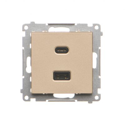 SIMON 55 Ładowarka USB C+A 30W 230V szampański mat TEC2CAQ.01/144 KONTAKT (TEC2CAQ.01/144)