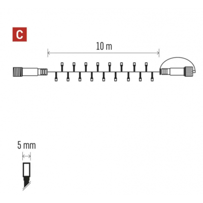 Lampki choinkowe łączone Standard łańcuch 100 LED 10m zimna biel IP44 timer EMOS (D1AC03)