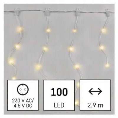 Lampki choinkowe 100LED choinkowe łezki 29 m ciepła biel 8 programów IP44 EMOS (D3CW02)