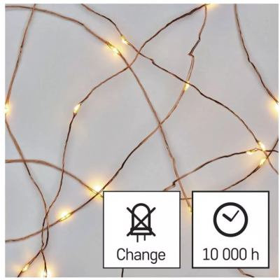 Lampki choinkowe łezki 10 LED 0,9m 2xAA ciepła biel IP20 timer EMOS (D3AW06)