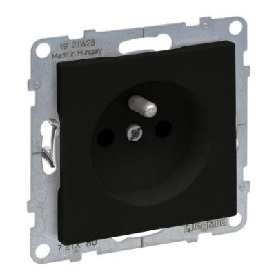 Suno Gniazdo Pojedyncze Z Uziemieniem 2P+Z Z Przesłoną 16A 250 V Zaciski Automatyczne Czarny 721480 LEGRAND (721480)