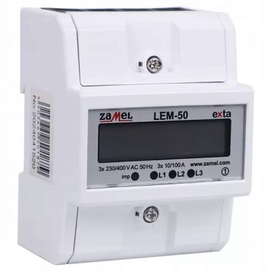 Licznik podlicznik energii elektrycznej 3 fazowy 100A LEM-50 LCD ZAMEL (EXT10000322)