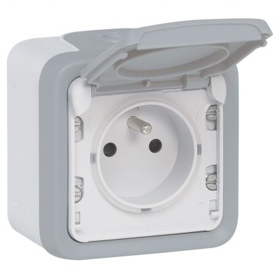 Plexo55 Gniazdo pojedyncze hermetyczne IP55 natynkowe KOMPLET szary 069731 LEGRAND (069731)