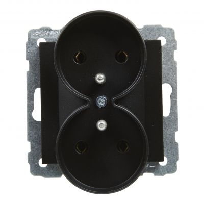 Suno Gniazdo Podwójne Z Uziemieniem 2x2P+Z 16A 250 V Zaciski Śrubowe Możliwość Montażu W Ramkach Wielkorotynych Czarny 721491 LEGRAND (721491)