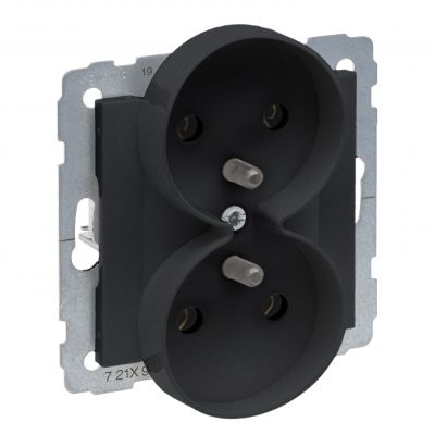 Suno Gniazdo Podwójne Z Uziemieniem 2x2P+Z 16A 250 V Zaciski Śrubowe Możliwość Montażu W Ramkach Wielkorotynych Czarny 721491 LEGRAND (721491)