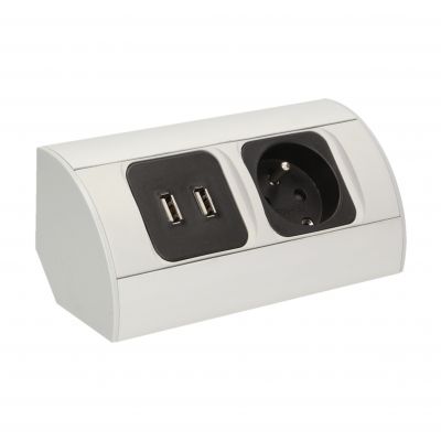 Gniazdo meblowe 1x2P+Z, 2xUSB (typ A, 2,1A) OR-AE-1310 ORNO (OR-AE-1310)
