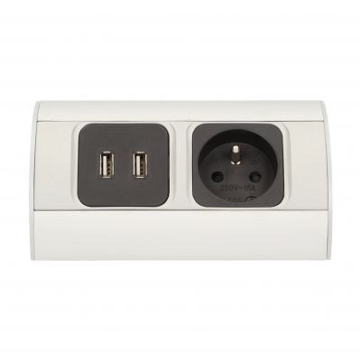 Gniazdo meblowe 1x2P+Z, 2xUSB (typ A, 2,1A) OR-AE-1310 ORNO (OR-AE-1310)