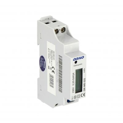 1-fazowy licznik energii elektrycznej, 40A, MID, wyjście impulsowe, podświetlenie, 1 moduł, DIN TH-35mm OR-WE-521 ORNO (OR-WE-521)