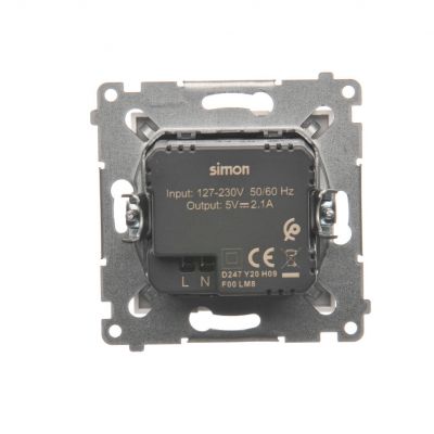 Simon 54 Ładowarka 2 x USB 2.1 A 5V DC 230V biały DC2USB.01/11 KONTAKT (DC2USB.01/11)