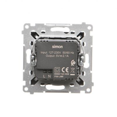 Simon 54 Ładowarka 2 x USB 2.1 A 5V DC 230V czarny DC2USB.01/49 KONTAKT (DC2USB.01/49)