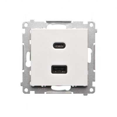 Simon 55 Ładowarka USB typ A+C Biały mat TEC2CA.01/111 KONTAKT (TEC2CA.01/111)
