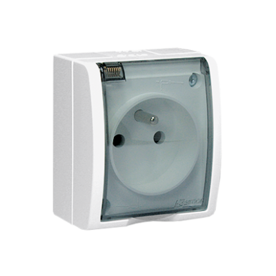 Simon Aquarius Gniazdo wtyczkowe z uziemieniem bryzgoszczelne IP54 klapka transparentna 16A 250V zaciski śrubowe biały AQGZ1/11A AQGZ1/11a KONTAKT (AQGZ1/11a)