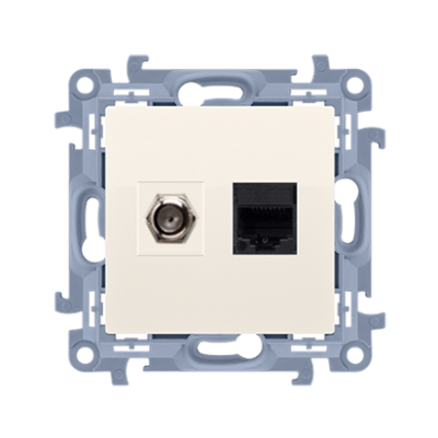 Simon 10 Gniazdo antenowe typu &quot;F&quot; + RJ45 kat.5e krem CASFRJ455.01/41 KONTAKT (CASFRJ455.01/41)