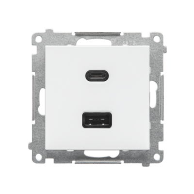 Simon 55 Ładowarka USB typ A+C Biały mat TEC2CA.01/111 KONTAKT (TEC2CA.01/111)