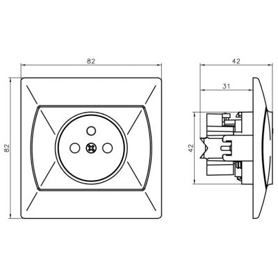 AKCENT Gniazdo pojedyncze z uziemieniem BIAŁY GP-1AZ/00 OSPEL (GP-1AZ/00)